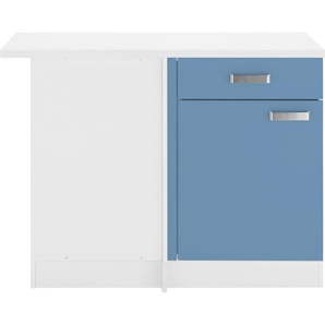Eckunterschrank WIHO KÜCHEN Husum Schränke Gr. B/H/T: 110 cm x 85 cm x 60 cm, blau (himmelblau, weiß) Eckunterschrank 110 cm breit
