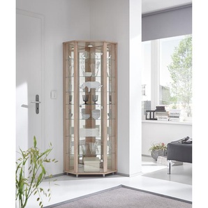 Eckvitrine II 71 x 172 x 52cm Braun/Beige/Eiche Sonoma Dekor