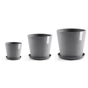 ECOPOTS Blumentopf Amsterdam (Set, 3 St), verschiedene Größen mit passendem Untersetzer