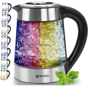Ecosa - Glas Wasserkocher mit Temperatureinstellung 40°C - 100°C led Beleuchtung Hochwertiges Edelstahl Kalkfilter 1,7 l 2200 w