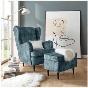 ED EXCITING DESIGN Ohrensessel Oskar, mit Massivholzfüßen