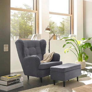 ED EXCITING DESIGN Ohrensessel Oskar, mit Massivholzfüßen