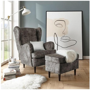 ED EXCITING DESIGN Ohrensessel Oskar, mit Massivholzfüßen