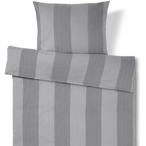 Edelflanell-Bettwäsche, grau gestreift, Übergröße
