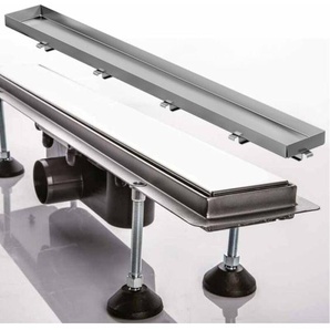 Edelstahl Duschrinne, 700mm, befliesbar Abdeckung Fliese befliesbar, komplett Set inkl. Dichtvlies
