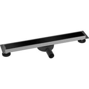 Edelstahl Duschrinne Bernstein FlexGL01-3 für Duschkabine inkl. Ablaufblende Glas schwarz Länge 60 cm