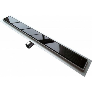 Edelstahl-Duschrinne Bernstein GL01 Ablaufblende Glas schwarz 60cm
