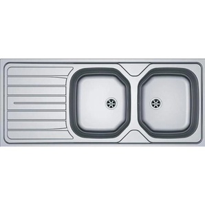 Edelstahl-Einbauspüle mit Leinwand 2 Becken 1 Abtropfbecken, 1160x500mm RNN621