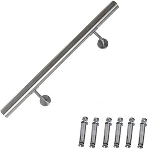 Edelstahl Handlauf Edelstahl Wandhandlauf Wand Geländer Treppe Stange Brüstung Griff Treppenhandlauf Ttreppengeländer Rundhandlauf - 110 x Ø4,2 cm