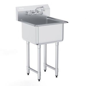 Edelstahl Spültisch Gewerbliche Spülbecken 533,4x457x1041mm Wasserhahn SYLSSCDCY1818SZNQV0