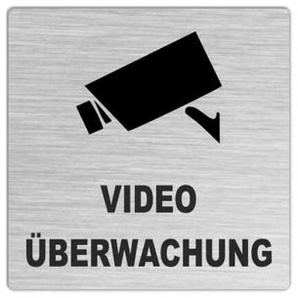 Edelstahlschild 50x50mm Video Überwachung