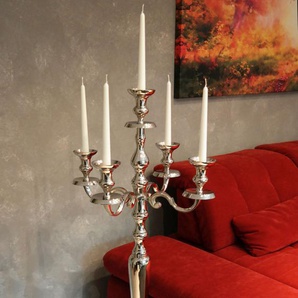 Edler Aluminium Kerzenständer Kerzenleuchter 123 cm 5 flammig silber Stabkerzen