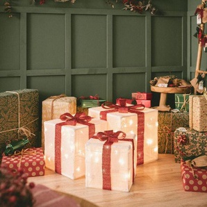 Efectoled - Pack mit 3 LED-Weihnachtsgeschenken mit Batterie Noelle Weiß / Rot