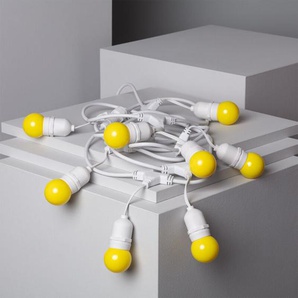 Efectoled - Set Girlande Waterproof 5.5m Weiss+ 8 LED-Glühbirnen E27 G45 3W Farbig Gelb