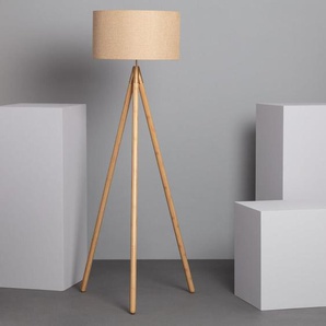Efectoled - Stehlampe aus Holz und Stoff Wolby Beige