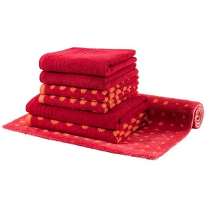 Egeria Handtuch Set DOT, Frottier, (7-tlg), mit passender Badematte 70x120 cm im Punkt Dessin