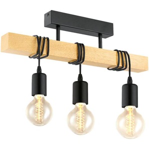 Eglo Deckenleuchte Townshend, Braun, Schwarz, Holz, Metall, 10.5x26.5x55 cm, Lampen & Leuchten, Innenbeleuchtung, Deckenleuchten