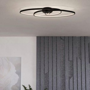 EGLO Deckenleuchte GIANELLA, LED fest integriert, Warmweiß, Deckenlampe dimmbar, Metall in schwarz und Kunststoff in weiß, 88 cm