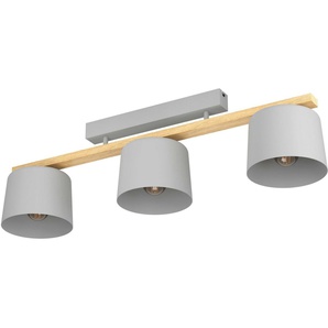 EGLO Deckenleuchte MARIEL, Leuchtmittel wechselbar, ohne Leuchtmittel, Deckenleuchte in grau und braun aus Stahl, Holz - exkl. E27 - 40W