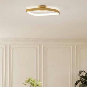 EGLO Deckenleuchte VALLEROSA, LED fest integriert, Warmweiß, dimmbare Deckenlampe, Wohnzimmerlampe aus Metall in Messing-Gebürstet