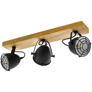 EGLO Deckenspot »GATEBECK«, 3 flammig, Leuchtmittel E14   ohne Leuchtmittel, Deckenlampe, Stahl in Schwarz und Holz in Natur, E14, FSC zertifiziert