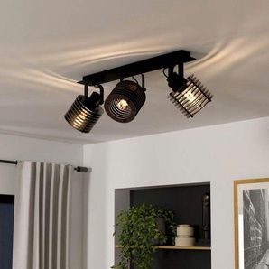 EGLO Deckenspot SEGOVIA, ohne Leuchtmittel, Deckenlampe, Metall und Holz in Schwarz, Deckenspot mit E27 Fassung