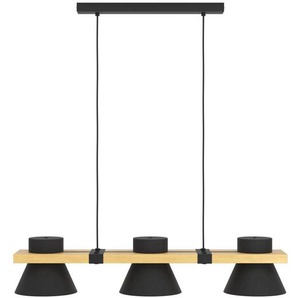 EGLO Hängeleuchte »MACCLES«, 3 flammig, Leuchtmittel E27   ohne Leuchtmittel, Pendelleuchte, Esszimmerlampe, Holz und Metall, Schwarz, Hängeleuchte