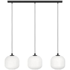 EGLO Hängeleuchte »MANTUNALLE«, 3 flammig, Leuchtmittel E27   ohne Leuchtmittel, Pendelleuchte, Metall in schwarz und Glas in weiß, E27 Fassung, 120 cm