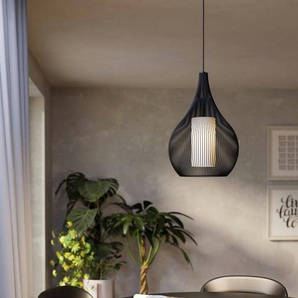 EGLO Hängeleuchte RAZONI 1, ohne Leuchtmittel, Pendellampe, Metall in Schwarz und Glas in Weiß, Lampe mit E27 Fassung