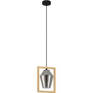EGLO Hängeleuchte VIGLIONI, Leuchtmittel wechselbar, ohne Leuchtmittel, Hängeleuchte in schwarz und braun aus Stahl, Holz - exkl. E27 - 40W