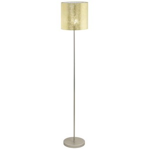 Eglo Stehleuchte Viserbella, Gold, Champagner, Metall, Textil, rund,rund, 158.5 cm, Fußschalter, Lampen & Leuchten, Innenbeleuchtung, Stehlampen, Stehlampen