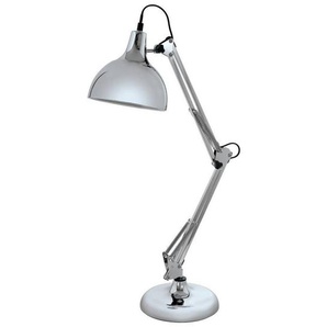 EGLO Tischleuchte BORGILLIO, ohne Leuchtmittel, Vintage Schreibtischlampe aus Stahl, Retro, Chrom, E27, inkl. Schalter