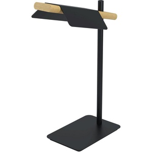 EGLO Tischleuchte ERMUA, LED fest integriert, Warmweiß, Tischleuchte in schwarz und braun aus Stahl, Holz - 4,5W - Warmweiß