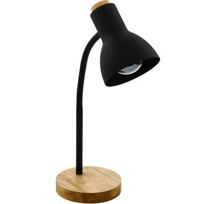 EGLO Tischleuchte VERADAL, Leuchtmittel wechselbar, ohne Leuchtmittel, Tischleuchte in schwarz und braun aus Holz, Kunststoff