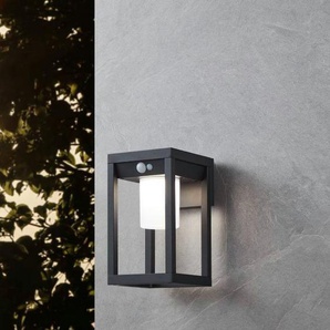 EGLO Wandleuchte MARTANO, LED fest integriert, Neutralweiß, Außenlampe mit Bewegungsmelder, Schwarz, Weiß, Außen-Solarlampe, IP44