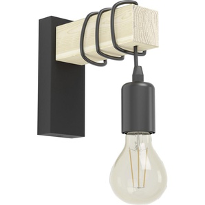 Eglo Wandleuchte Townshend schwarz natur 21,5 x 6,5 x 19 cm E27 GLO773056375