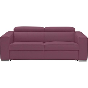 2,5-Sitzer EGOITALIANO Cabiria Sofas Gr. B/H/T: 226 cm x 97 cm x 103 cm, Leder NUVOLE, lila (violett) 2-Sitzer Sofas inkl. manuell verstellbarer Kopfstützen, mit Metallfüßen