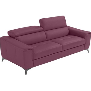 2,5-Sitzer EGOITALIANO Francine Sofas Gr. B/H/T: 213 cm x 100 cm x 106 cm, Leder NUVOLE, lila (violett) 2-Sitzer Sofas Kopfteile manuell verstellbar, mit Metallfüßen