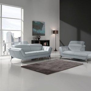Egoitaliano Polstergarnitur Sueli, (Set), bestehend aus Sofa und Recamiere, Kopfteilverstellung, Bezug Leder