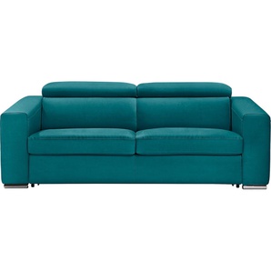 Schlafsofa EGOITALIANO Cabiria Sofas Gr. B/H/T: 226 cm x 97 cm x 103 cm, Luxus-Microfaser, bunt (blaurün) Einzelsofas Sofa inkl. Schlaffunktion, Kopfteile verstellbar, mit Metallfüßen