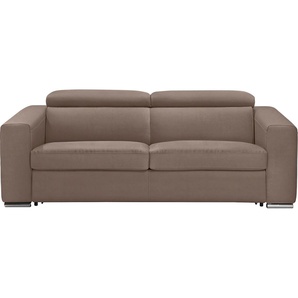 Schlafsofa EGOITALIANO Cabiria Sofas Gr. B/H/T: 226 cm x 97 cm x 103 cm, Luxus-Microfaser Lederoptik, braun (mud) Einzelsofas Sofa inkl. Schlaffunktion, Kopfteile verstellbar, mit Metallfüßen