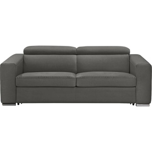 Schlafsofa EGOITALIANO Cabiria Sofas Gr. B/H/T: 226 cm x 97 cm x 103 cm, Luxus-Microfaser Lederoptik, grau (smoke) Einzelsofas Sofa inkl. Schlaffunktion, Kopfteile verstellbar, mit Metallfüßen