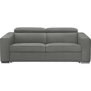 Schlafsofa EGOITALIANO Cabiria Sofas Gr. B/H/T: 226 cm x 97 cm x 103 cm, Luxus-Microfaser Lederoptik, grau (steingrau) Einzelsofas Sofa inkl. Schlaffunktion, Kopfteile verstellbar, mit Metallfüßen