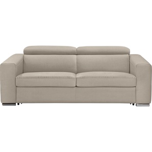 Schlafsofa EGOITALIANO Cabiria Sofas Gr. B/H/T: 226 cm x 97 cm x 103 cm, Luxus-Microfaser Lederoptik, grau (opal grau) Einzelsofas Sofa inkl. Schlaffunktion, Kopfteile verstellbar, mit Metallfüßen