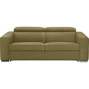 Schlafsofa EGOITALIANO Cabiria Sofas Gr. B/H/T: 226 cm x 97 cm x 103 cm, Luxus-Microfaser Lederoptik, grün (pistazie) Einzelsofas Sofa inkl. Schlaffunktion, Kopfteile verstellbar, mit Metallfüßen