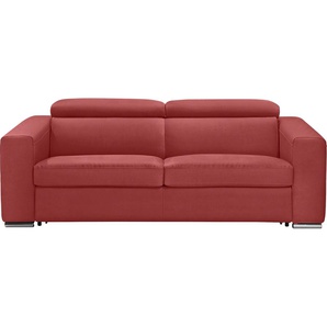 Schlafsofa EGOITALIANO Cabiria Sofas Gr. B/H/T: 226 cm x 97 cm x 103 cm, Luxus-Microfaser Lederoptik, rot (marsala) Einzelsofas Sofa inkl. Schlaffunktion, Kopfteile verstellbar, mit Metallfüßen