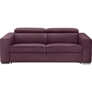 Schlafsofa EGOITALIANO Cabiria Sofas Gr. B/H/T: 226 cm x 97 cm x 103 cm, Luxus-Microfaser, lila (plum) Einzelsofas Sofa inkl. Schlaffunktion, Kopfteile verstellbar, mit Metallfüßen
