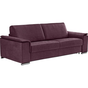 Schlafsofa EGOITALIANO Cecilia Sofas Gr. B/H/T: 234 cm x 85 cm x 102 cm, Luxus-Microfaser BLUSH, lila (plum) Einzelsofas inkl. Matratze und Metallbettrahmen