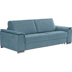 Schlafsofa EGOITALIANO Cecilia Sofas Gr. B/H/T: 234 cm x 85 cm x 102 cm, Luxus-Microfaser Lederoptik, blau (hellblau) Einzelsofas inkl. Matratze und Metallbettrahmen