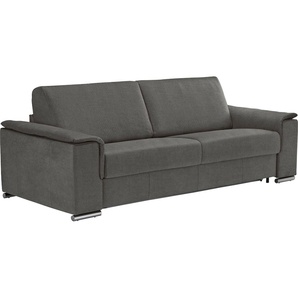 Schlafsofa EGOITALIANO Cecilia Sofas Gr. B/H/T: 234 cm x 85 cm x 102 cm, Luxus-Microfaser Lederoptik, grau (smoke) Einzelsofas inkl. Matratze und Metallbettrahmen